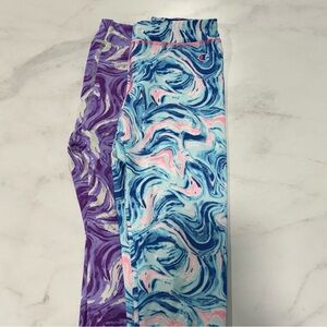 Champion Kids' Blue and Purple Swirl Leggings size 14/16